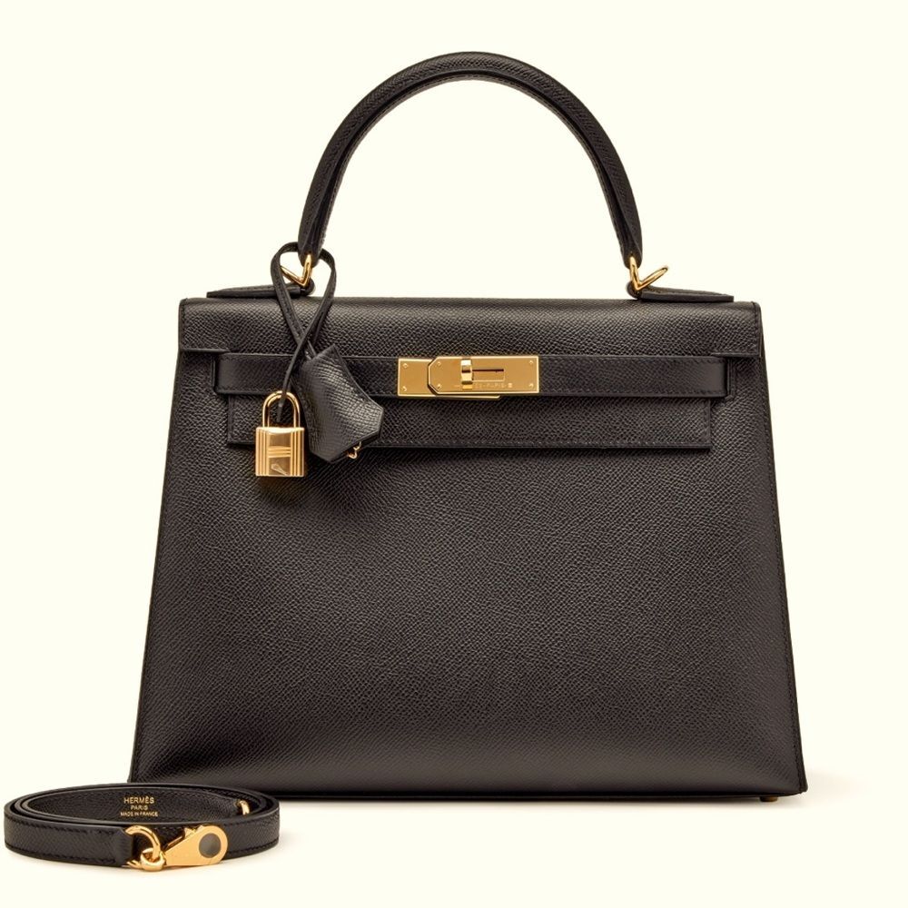Hermès Kelly 28 Sellier Black Epsom Gold Hardware 2023 NEW Full Set